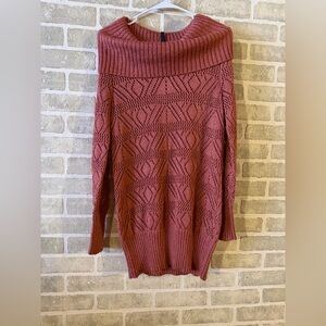 Maurices Rosewood Cowl Neck Openwork Knit Sweater